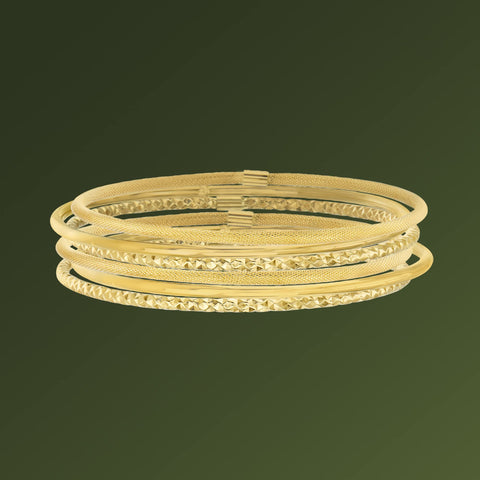Ross-Simons Italian 14kt Yellow Gold Multi-Finish Jewelry Set: 3 Bangle Bracelets. 7 inches Ross-Simons