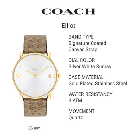 Coach Elliot Women's Watch | Elegant and Sophisticated Stles Combined | Premium Quality Timepiece for Everyday Wear | Water Resistant | (Model 14504205) Coach