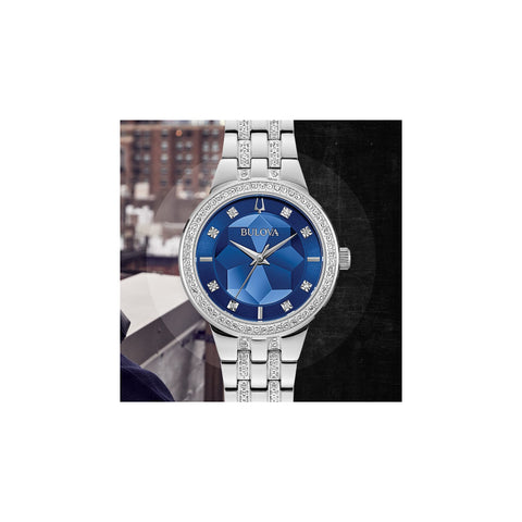 Bulova Ladies' Crystal Phantom 3-hand Quartz Watch, Faceted Mineral Glass Dial Bulova