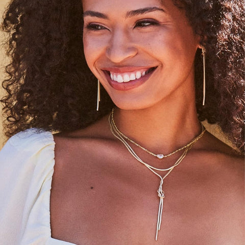 Kendra Scott Cailin 14k Gold-Plated Brass Pendant Necklace in White Crystal, Fashion Jewelry For Women