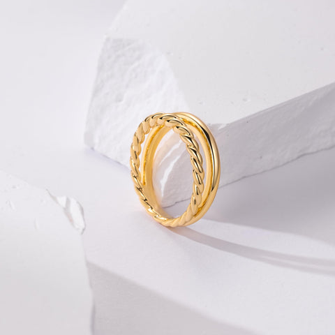 misszhi Gold Rings 14K Gold Rings For Women Chunky Gold Rings Gold Jewelry For Women Classic Double Twisted Rings For Women Non Tarnish 8 misszhi