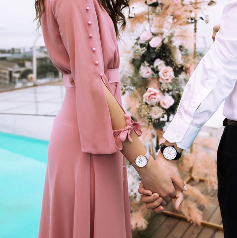 VICTORIA HYDE Couple Watches for Men Women Analog Quartz Genuine Leather Strap Waterproof Marble Dial Wristwatch Gifts Set for Lovers VICTORIA HYDE