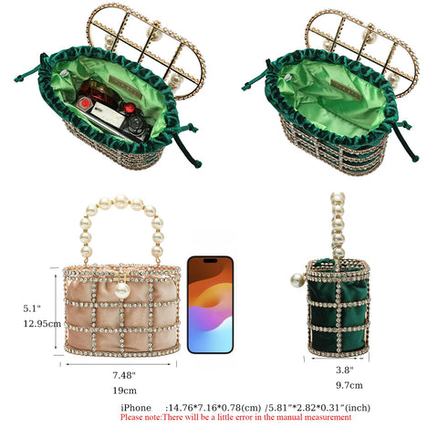 Evening Handbag Women Clutch Purses with Pearl Diamonds for Wedding Prom Birthday Party Dinner Accessories (Apricot) CARIEDO