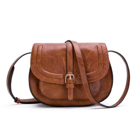 Crossbody Bags for Women,Small Saddle Purse and Boho Cross body Handbags,Vegan Leather,Brown AFKOMST