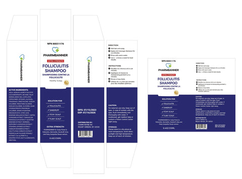 PHARMBANNER Anti-Fungal Shampoo for Folliculitis, Seborrheic Dermatitis, Scalp Psoriasis - Relieves Itchy & Dry Scalp