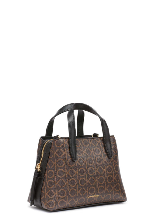 Calvin Klein Millie 2 in 1 Triple Compartment Mini Satchel Crossbody, Brown/Khaki/Black Calvin Klein