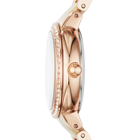 Fossil Women's Virginia Quartz 30MM Rose Gold/Horn Acetate Watch - Elegant Watches for Women