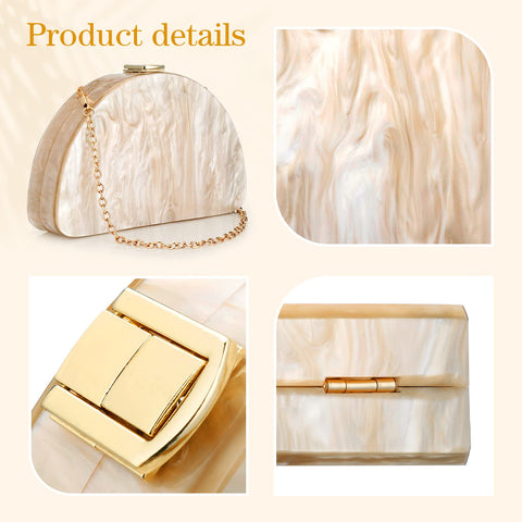 YYW Clutch Purses Women Semicircle Evening Bag Crossbody Bag for Women Elegant Handbags for Wedding Cocktail Party Prom Banquet (Peach) YYW