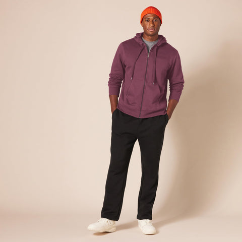 Amazon Essentials Men's Full-Zip Fleece Hoodie (Available in Big & Tall), Burgundy, Large