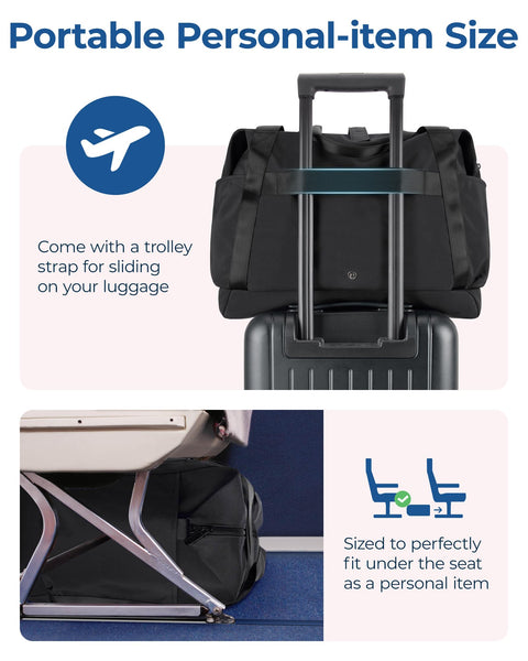 BAGSMART For Spirit Airlines Personal Item Bag, 23L Foldable Weekender Bags for Women Gym Tote Overnight Bag for Travel BAGSMART