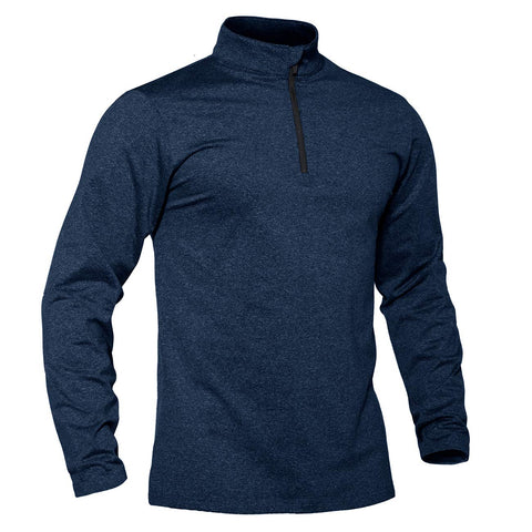 TACVASEN Quarter Zip Pullover Men Long Sleeve Golf Sweater Fleece Lined Sweatshirt 3/4 1/2 Zip Athletic Shirt Long Sleeve Thermal Tops Navy,L