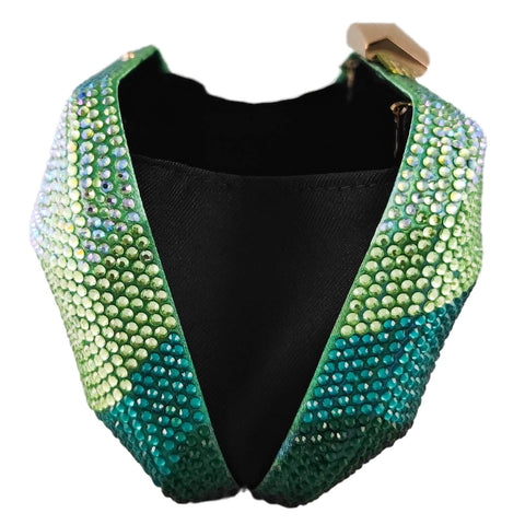 Boutique De FGG Sea Wave Luxury Crystal Clutch Evening Bags for Women Gradient Green Rhinestone Wedding Handbags and Purses Boutique De FGG