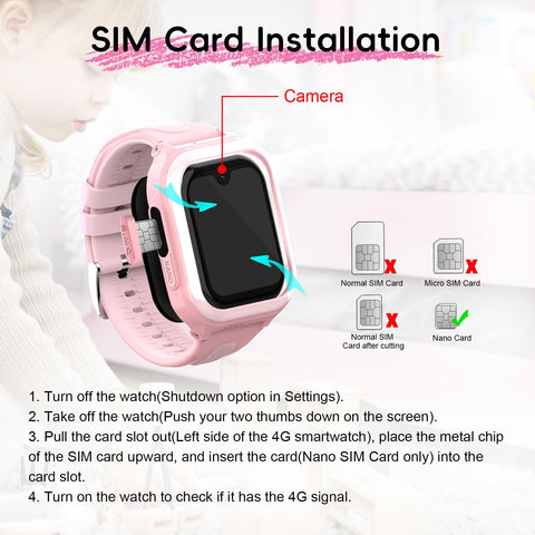 Wonlex 4G GPS Smartwatch for Kids, 1.78" AMOLED Touchscreen Phone Watch with SIM Card, Video Calls, Voice Chat, SOS, Camera, Music, Pedometer, Game, Birthday Gift for Girls Boys Ages 8-15(Pink)