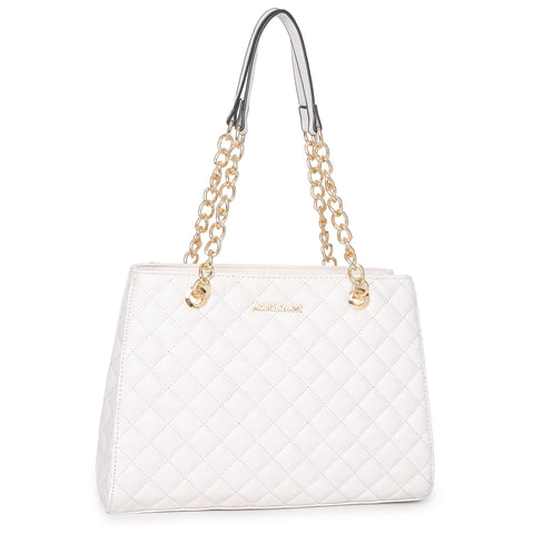 Montana West Tote Bag for Women Quilted Chain Handbags Shoulder Purse White Gift MWC-040BG Montana West