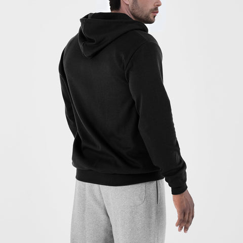 Ohoo Men's Zip Up Hoodie Lightweight Slim Fit Sweatshirt Full Zip Hooded Jacket / DCF002-BLACK-L