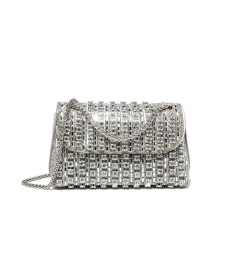 Sweetovo Rhinestones Clutch Purses for Women Chain Shoulder Bags Sparkly Evening Bags Handbags for Cocktail Prom Party Wedding(Silver) Sweetovo