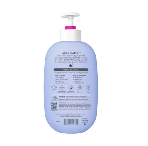 eos Shea Better Body Lotion- Vanilla Cashmere, 24-Hour Moisture Skin Care, Lightweight & Non-Greasy, Made with Natural Shea, Vegan, 16 fl oz eos