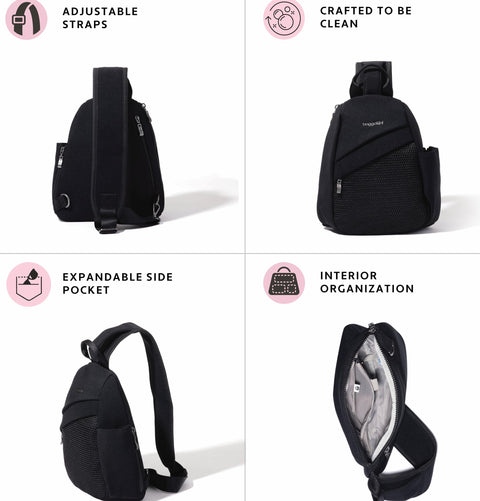Baggallini Medium Sling Backpack - Lightweight Sling Bag with Convertible Adjustable Shoulder Strap Baggallini