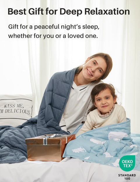 Weighted Idea Weighted Blanket for Adults (Dark Grey,48"x72",15lbs) Cooling Breathable Heavy Blanket with Premium Glass Beads All-Season Soft Thick Blanket Weighted Idea