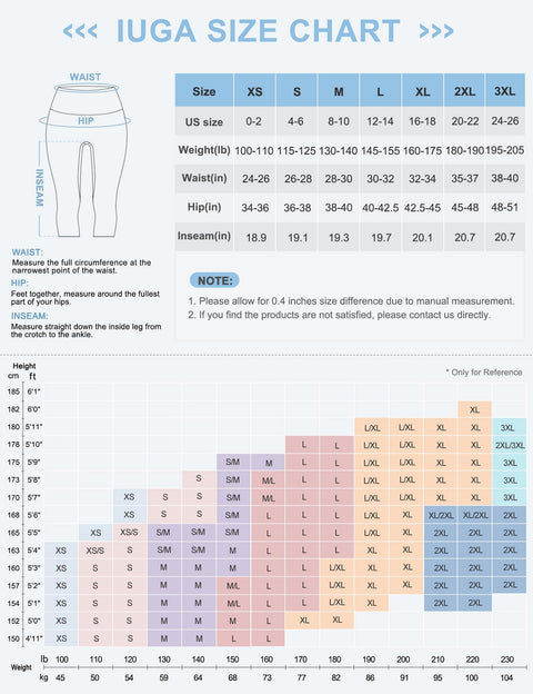 IUGA High Waisted Yoga Pants for Women with Pockets Capri Leggings for Women Workout Leggings Yoga Capris IUGA