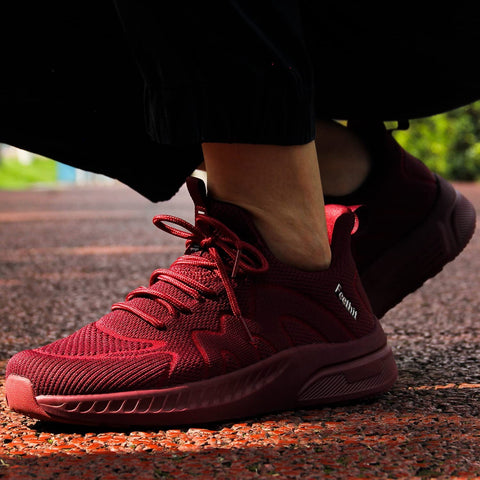 Feethit Running Shoes for Women Non Slip Walking Tennis Shoes Slip on Work Gym Fashion Sneakers Burgundy 5.5 Feethit