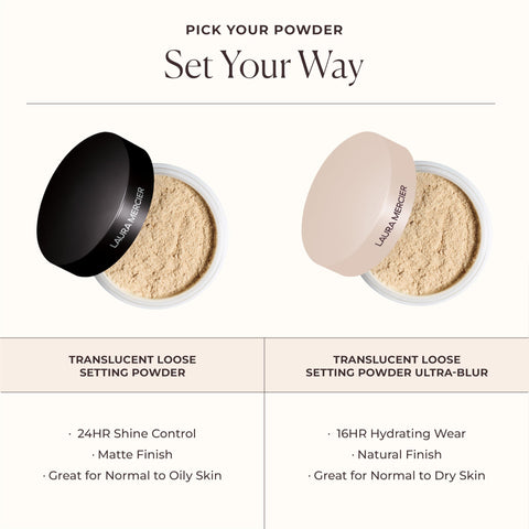 Laura Mercier Translucent Loose Setting Powder, 24HR Shine Control, Infused with Vitamins C + E, Soft Matte Finish, Normal to Oily Skin, 4 Shades for Virtually All Skin Tones, Holiday Gift Set