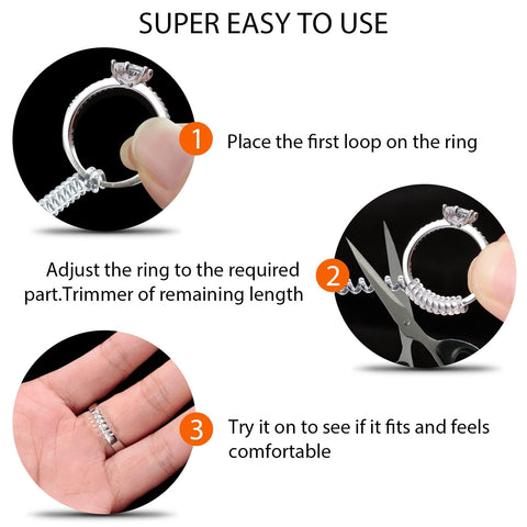 Ring Sizers for Loose Rings, Eiito Ring Size Adjuster Spacers or Tightener, Invisible Guards, 6 Sizes Fitter, Resizer Fit Almost Any Rings, Reduces Size by 0.5-1.5 Eiito