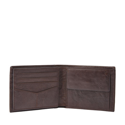Fossil Men's Neel Leather Bifold with Coin Pocket Wallet, Brown, (Model: ML3890200) Fossil