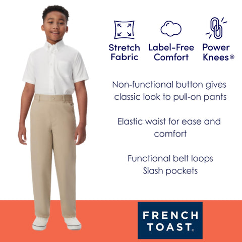 French Toast Boys Pull-on Relaxed Fit School Uniform Pant (Standard & Husky), Navy, 10
