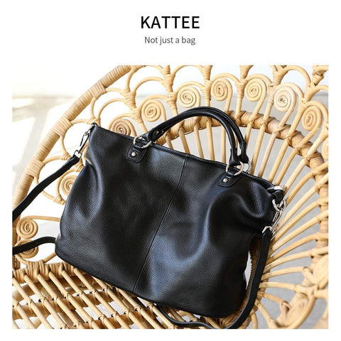 Kattee Women's Soft Genuine Leather Tote Bag, Top Satchel Purses and Handbags Kattee