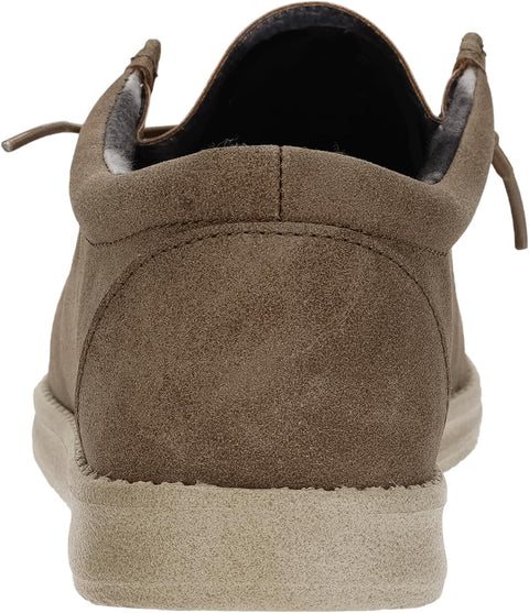 WHITIN Men's Casual Loafers Slip-on Leather Boat Shoes Fashion Deck Sneakers Size 11 Winter Walking Light Brown 44