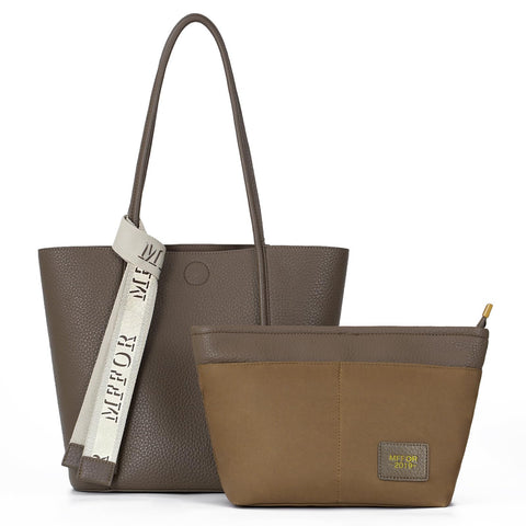 MFFOR Tote Bag, Soft Vegan Leather Tote Purse for women, Top Handle Shoulder Bag with Organizer Insert Bag. (Mocha) MFFOR