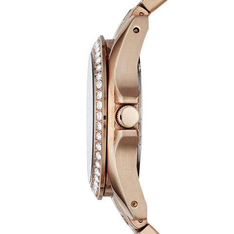 Fossil Women's Riley Quartz Stainless Steel Multifunction Watch, Rose Gold Glitz, 38MM Fossil Watch