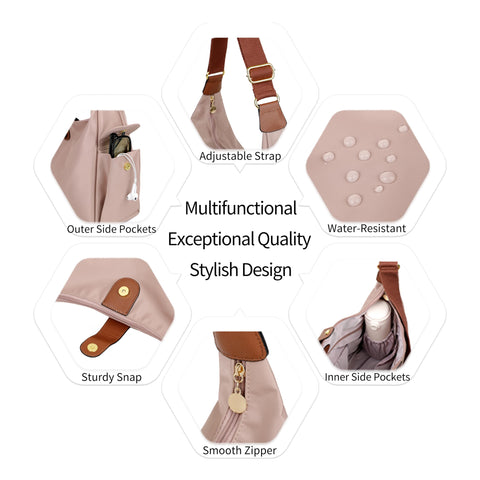 Mouteenoo Crossbody Purse for Women, Shoulder Tote Handbag Messenger Bag with Adjustable Shoulder Strap (Dusty Rose) Mouteenoo