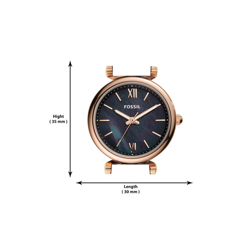 Fossil Women's Carlie Mini Quartz Stainless Steel and Leather Three-Hand Watch, Color: Rose Gold, Black (Model: ES4700) Fossil