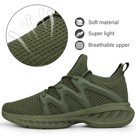 Pujcs Womens Athletic Walking Shoes - Memory Foam Lightweight Tennis Sports Shoes Gym Jogging Slip On Running Sneakers Green Size 8 Pujcs