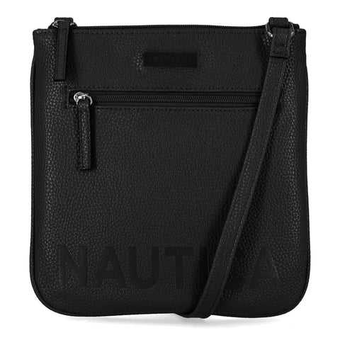 Nautica Lakeside Signature Jaquard North South Crossbody Bag, Black (Out and About) Nautica