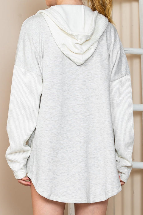 SHEWIN Women's Oversized Sweatshirts for Women Loose Fit Casual Long Sleeve Button Lightweight Hoodies Fall Outfits Women Trendy,US 4-6(S),Gray