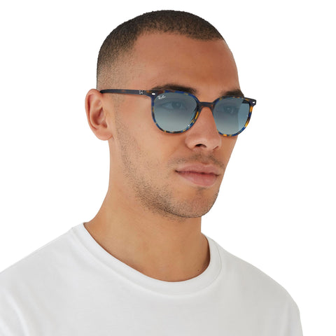 Ray-Ban Unisex RB2197 Elliot Square Sunglasses, Yellow Blue Havana/Blue Gradient Grey, 50 mm