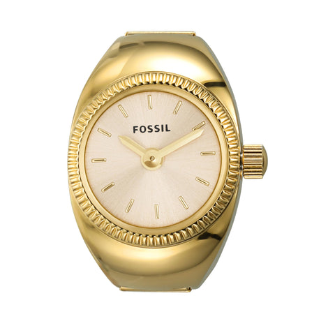 Fossil Women's Quartz Stainless Steel Two-Hand Watch Ring, Color: Gold (Model: ES5246) Fossil
