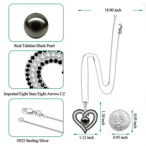 NONNYL Gifts for Women- Birthday Gifts for Wife From Husband Fine Jewelry - Gift for Her Christmas Gifts Ideas Mothers Day Gifts Valentines - Tahitian Black Heart Pearl Necklace Pendant NONNYL