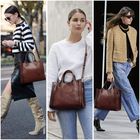Genuine Leather Handbags Purses for Women Tote Crossbody Top Handle Bag Leather Satchel Handbag for Women Ladies Coffee Zhuoliang