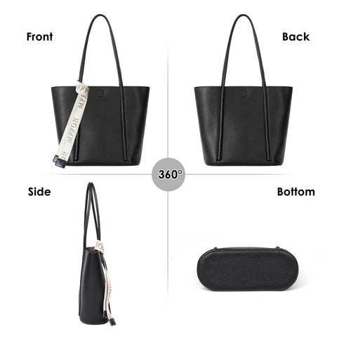 MFFOR Tote Bag, Soft Vegan Leather Tote Purse for women, Top Handle Shoulder Bag with Organizer Insert Bag. (Mocha) MFFOR