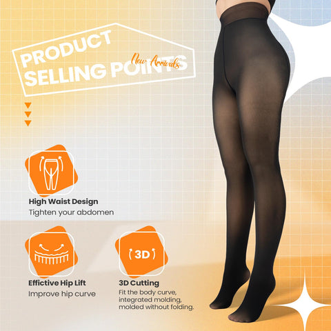 Caprilite 2 Pairs Women Fleece Lined Tights-Fake Translucent Leggings High Waist Pantyhose Sheer Thick Warm Tights For Women Caprilite