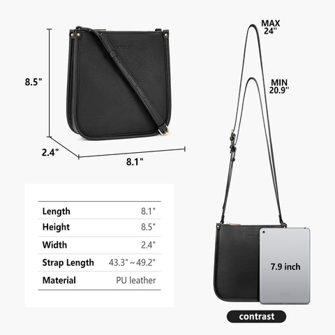WESTBRONCO Small Crossbody Bag for Women Purses Satchel Shoulder Bags Wristlet Clutch Handbags (Leather Z-Black) WESTBRONCO