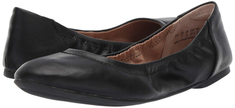 Amazon Essentials Women's Belice Slip On Ballet Flat, Black Faux Leather, 8