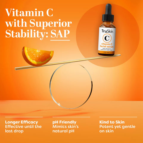 TruSkin Vitamin C Serum For Face – Anti Aging Formula with Vitamin C, Hyaluronic Acid, Vitamin E – Brightening Serum – Improve Appearance of Dark Spots, Tone, Fine Lines & Wrinkles, 2 Fl Oz TruSkin