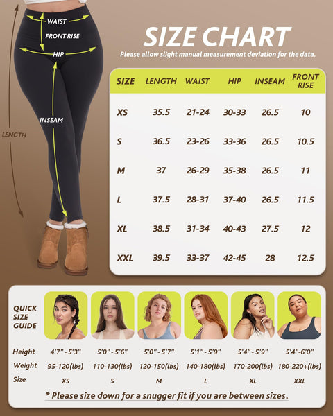 CAMPSNAIL Fleece Lined Leggings Women - Thick Soft High Waisted Black Tummy Control Thermal Warm Velvet Pants for Cold Winter