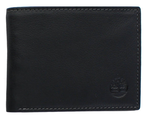 Timberland Men's Wellington Leather Rfid Bifold Commuter Security Wallet, Black, One Size