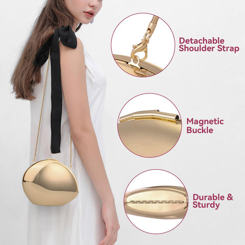 YYW Evening Clutch Purse for Women Metal Reflective Shoulder Bag Unique Handbag for Wedding Party Prom (Gold) YYW